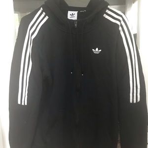 Men’s adidas black zip three stripe hoodie